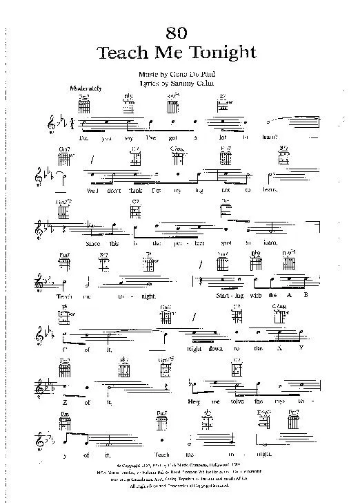 télécharger la partition d'accordéon Teach me tonight (Chant : Frank Sinatra) (Slow) au format PDF