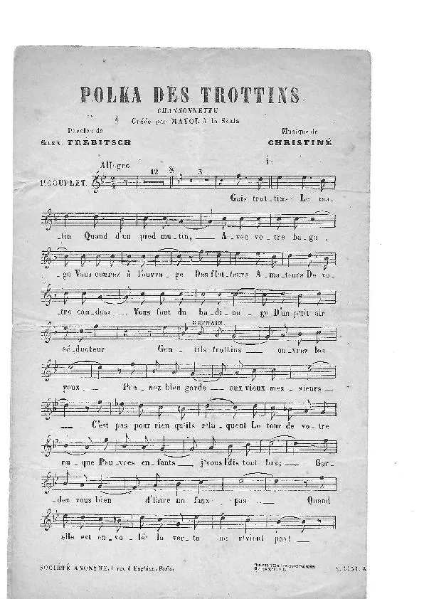 télécharger la partition d'accordéon Polka des trottins (Chant : Mayol) au format PDF