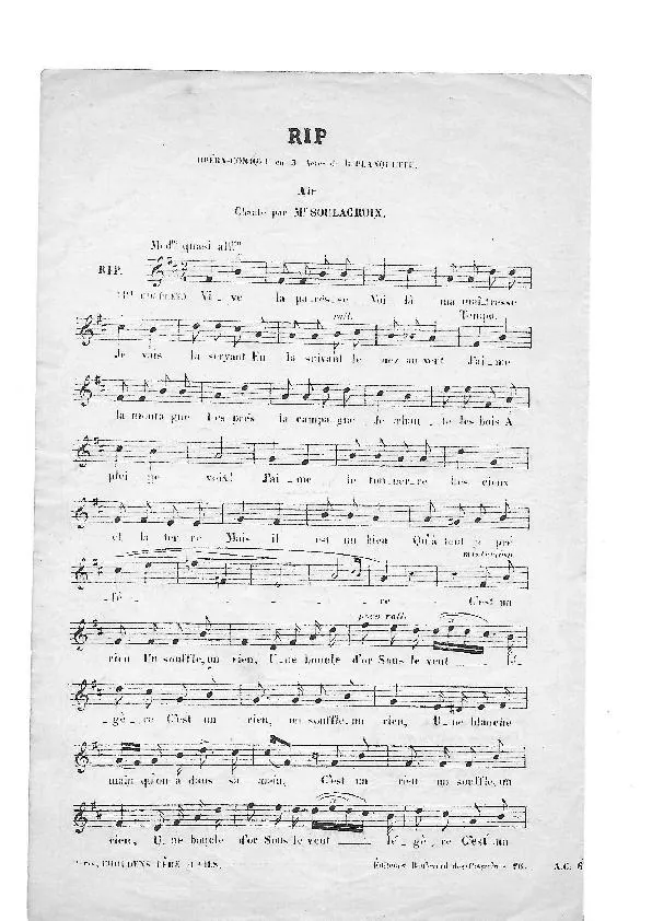 télécharger la partition d'accordéon R I P (Vive la paresse) (Chant : Mr Soulacroix) au format PDF