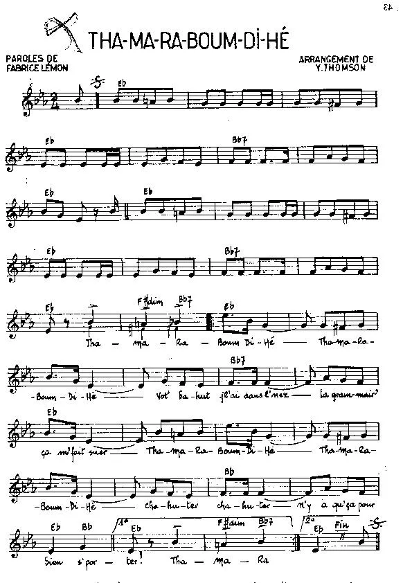 télécharger la partition d'accordéon Tha Ma Ra Boum Di Hé (Arrangement : Yvonne Thomson) (Marche) au format PDF