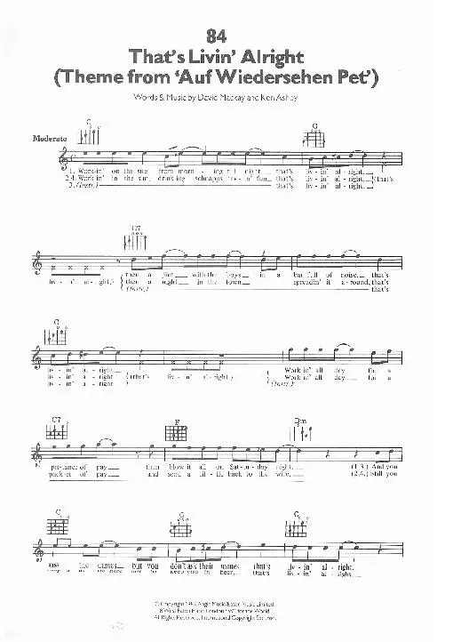 télécharger la partition d'accordéon That's livin' alright (Du Film : Auf Wiedersehen Pet) (Chant : Joe Fagin) (Medium Swing) au format PDF