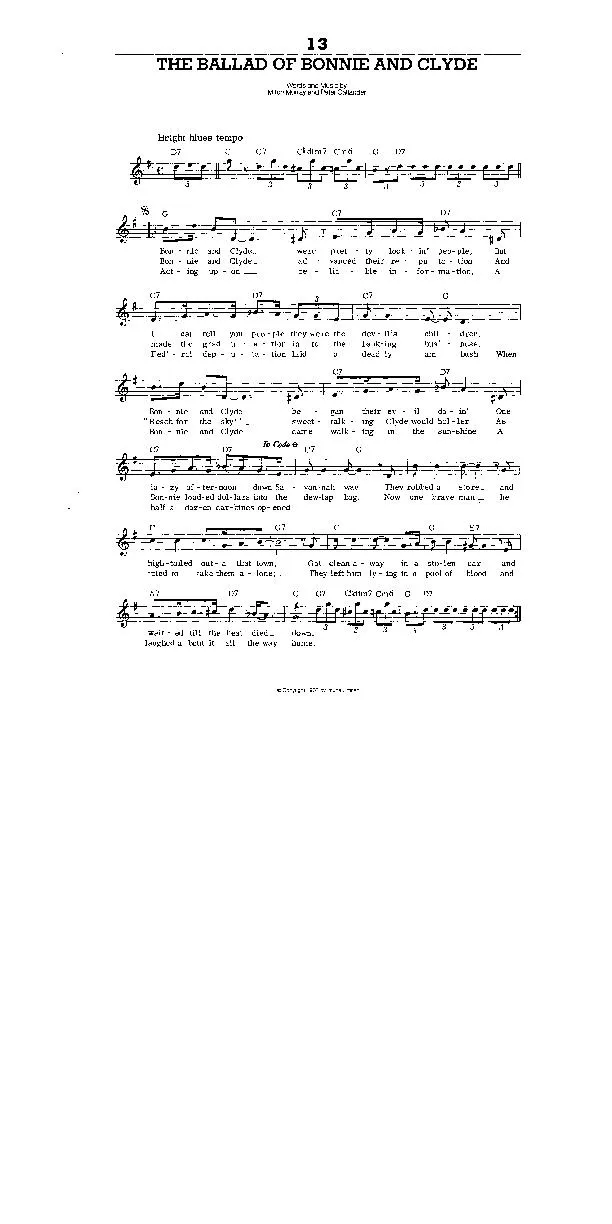 télécharger la partition d'accordéon The ballad of Bonnie & Clyde (Interprètes : Georgie Fame / Blue Flames) (Blues Slow Fox) au format PDF