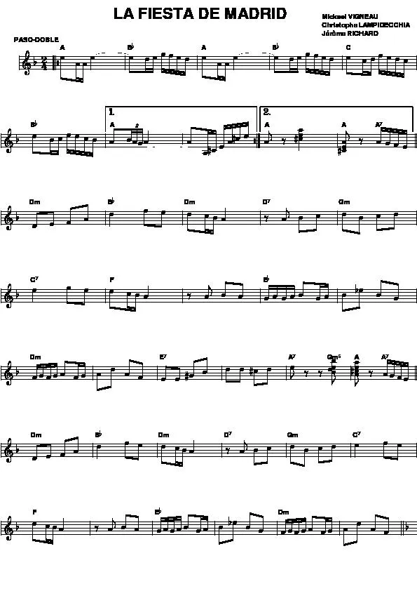 télécharger la partition d'accordéon La fiesta de Madrid (Paso Doble) au format PDF