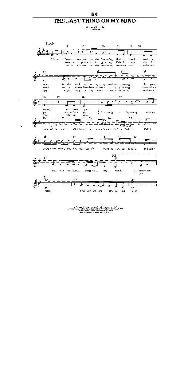 télécharger la partition d'accordéon The last thing on my mind (Country Ballade) au format PDF