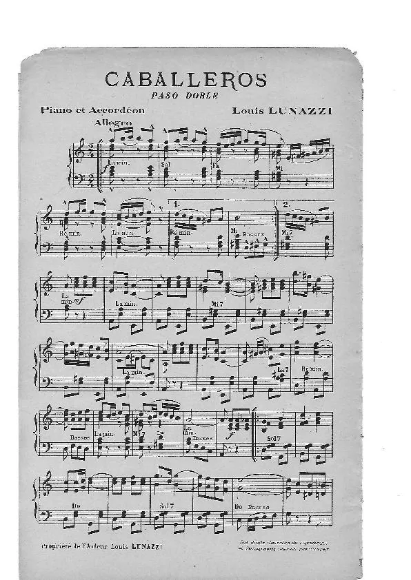 télécharger la partition d'accordéon Caballeros (Orchestration) (Paso Doble) au format PDF