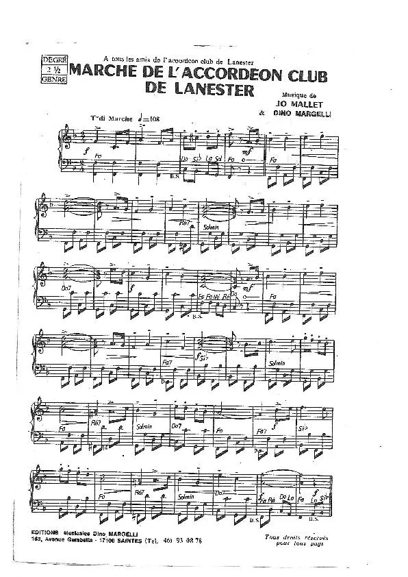 télécharger la partition d'accordéon Marche de l'accordéon club de Lanester au format PDF