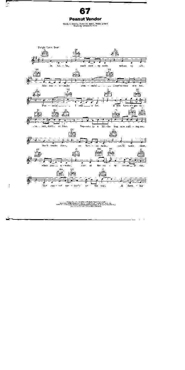 télécharger la partition d'accordéon The Peanut vendor (Chant : Dean Martin) (Bossa) au format PDF