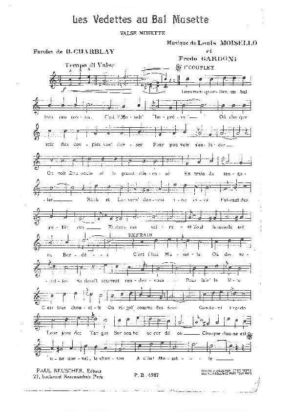 télécharger la partition d'accordéon Les vedettes au bal musette (Valse Musette) au format PDF