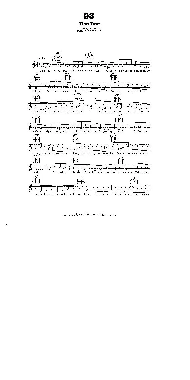 télécharger la partition d'accordéon Tico Tico (Chant : Andrew Sisters) (Samba) au format PDF