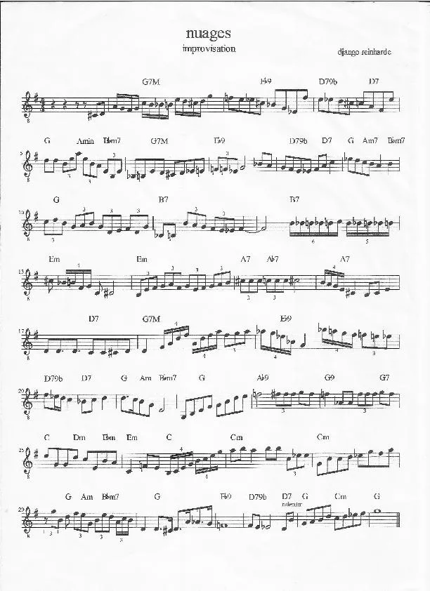 télécharger la partition d'accordéon Nuages (Improvisation) au format PDF