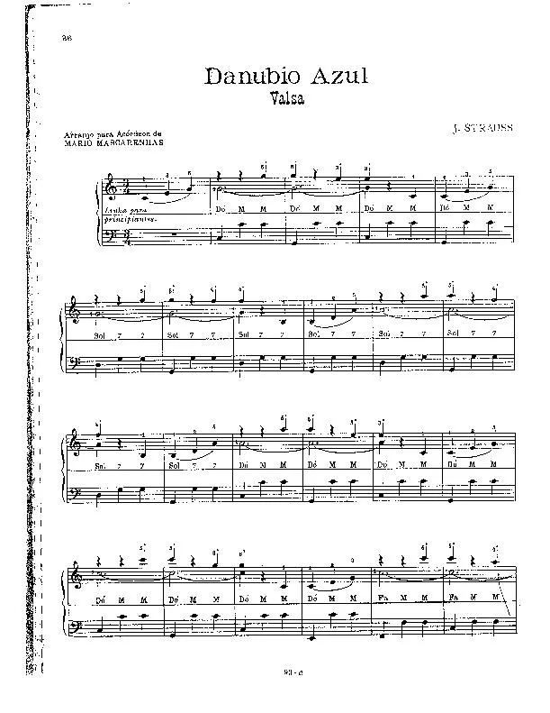 télécharger la partition d'accordéon Danubio Azul (Le beau danube bleu) (Arrangement pour accordéon de Mario Mascarenhas) (Valse Viennoise)  au format PDF