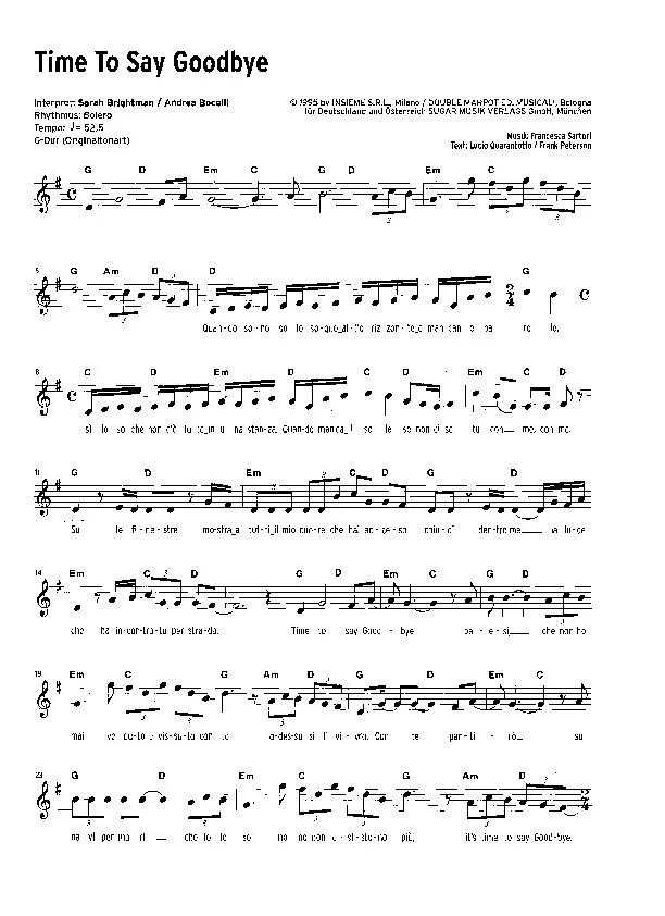 télécharger la partition d'accordéon Time to say goodbye (Chant : Sarah Brightman / Andrea Bocelli) (Ballade) au format PDF