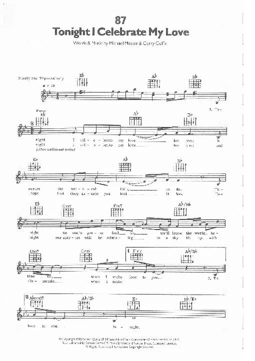 télécharger la partition d'accordéon Tonight I celebrate my love (Chant : Peabo Bryson / Roberta Flack) (Slow) au format PDF