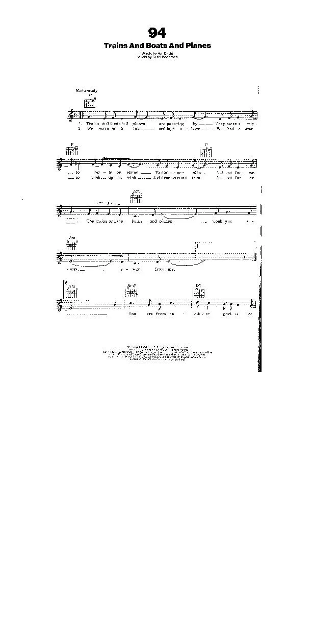 télécharger la partition d'accordéon Trains and boats and planes (Chant : Dionne Warwick) (Rumba) au format PDF