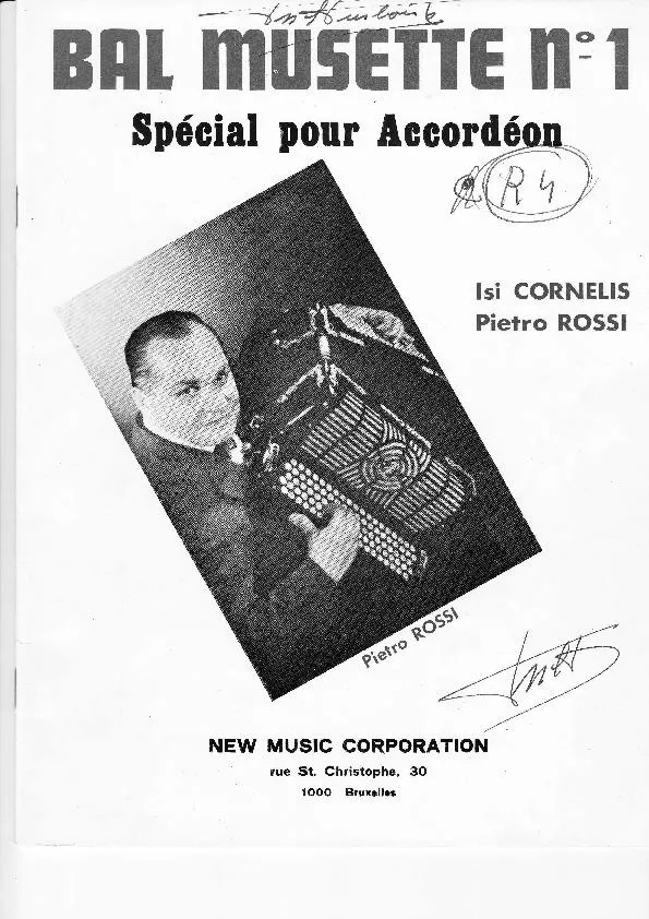 télécharger la partition d'accordéon Bal Musette N°1 : Spécial pour Accordéon (Isi Cornelis et Pietro Rossi) (12 Titres) au format PDF