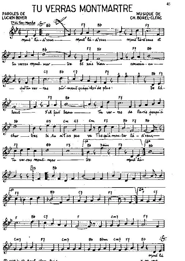 télécharger la partition d'accordéon Tu verras Montmartre (Chant : Adolphe Bérard / Sophie Mansart) (Marche) au format PDF