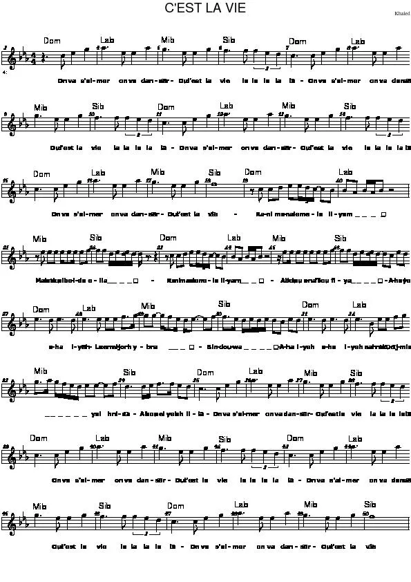 télécharger la partition d'accordéon C'est la vie (On va s'aimer On va danser) au format PDF