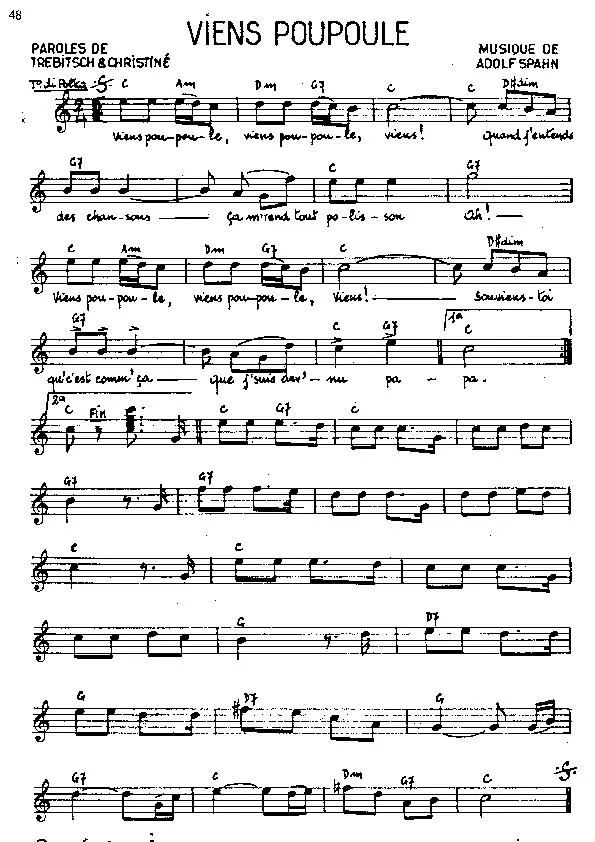 télécharger la partition d'accordéon Viens Poupoule (Polka) au format PDF
