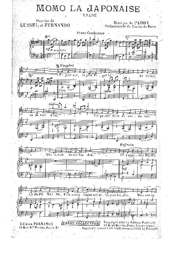 télécharger la partition d'accordéon Momo la Japonaise (Valse) (Partie : Piano) au format PDF