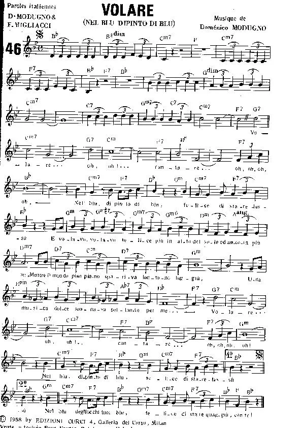 télécharger la partition d'accordéon Volare (Nel blu dipinto di blu) (Bossa) au format PDF