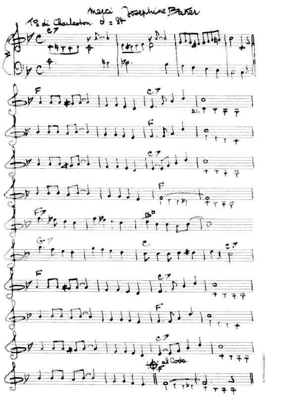 télécharger la partition d'accordéon Merci Joséphine Baker (Charleston) (Manuscrite) au format PDF