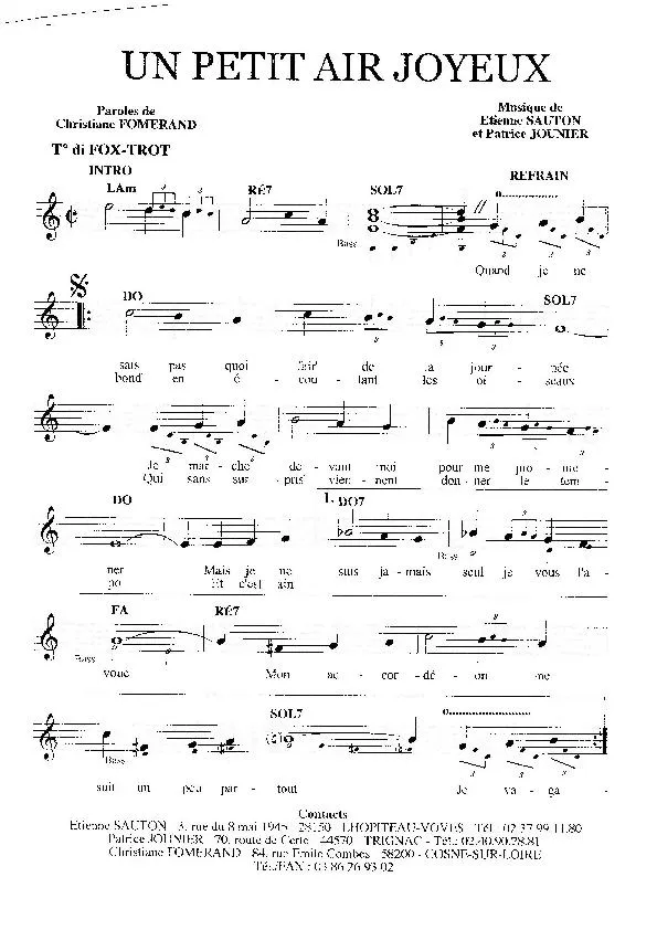 télécharger la partition d'accordéon Un petit air joyeux (Fox Trot) au format PDF