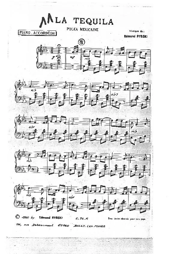 télécharger la partition d'accordéon La Tequila (Polka Mexicaine) au format PDF