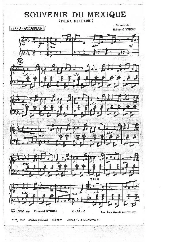 télécharger la partition d'accordéon Souvenir du Mexique (Polka Mexicaine) au format PDF