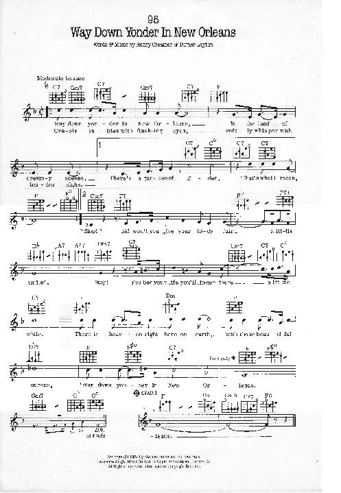 télécharger la partition d'accordéon Way down yonder in New Orleans (Chant : Dean Martin) (Jazz Swing) au format PDF