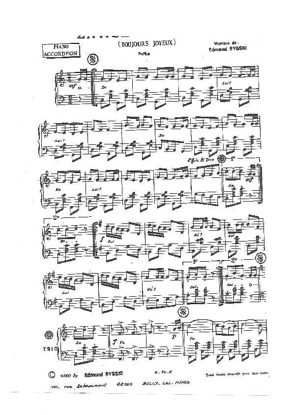 télécharger la partition d'accordéon Toujours joyeux (Polka) au format PDF
