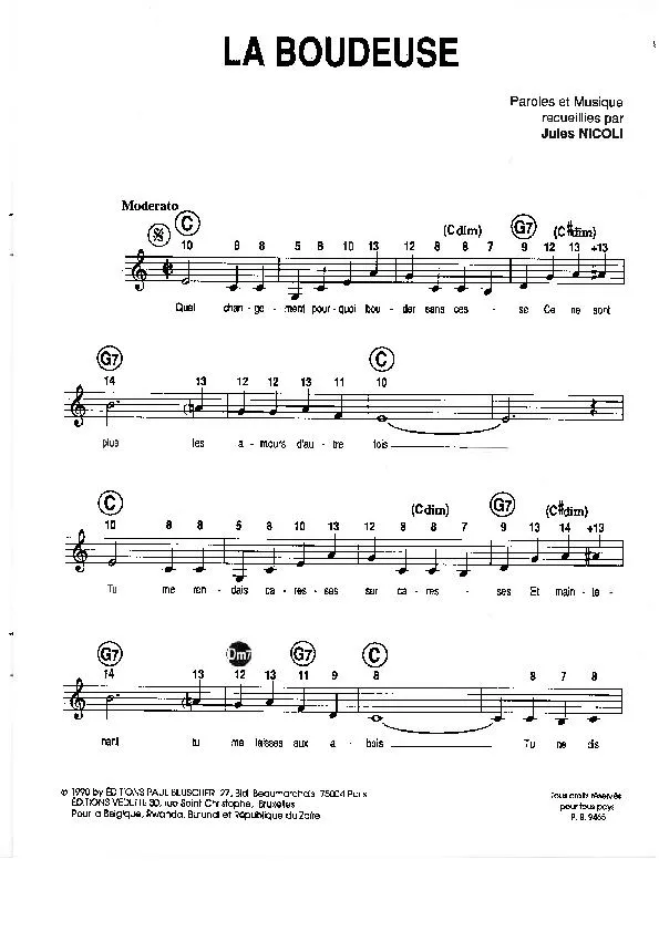 télécharger la partition d'accordéon La boudeuse (Fox Trot) au format PDF