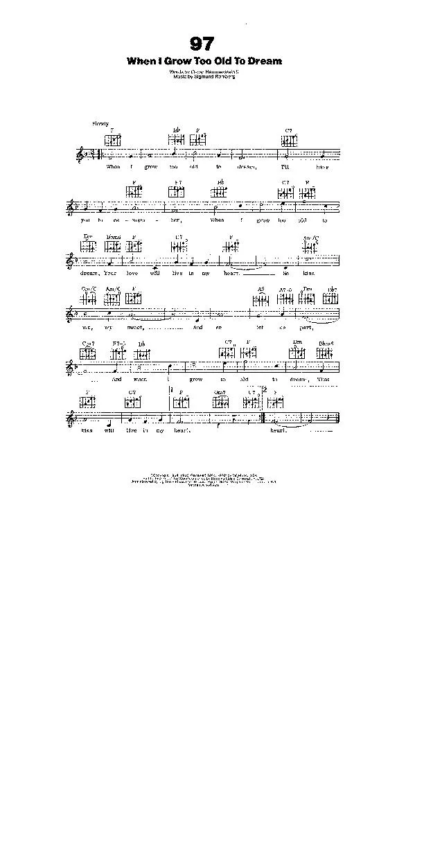télécharger la partition d'accordéon When I grow too old to dream (Chant : Clark Kessinger) (Valse Lente) au format PDF