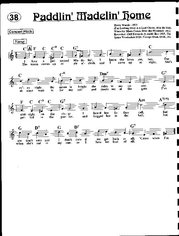 télécharger la partition d'accordéon Paddlin' Madelin' home (De la Comédie : Sunny) (Interprètes : New Princes Toronto Band) (Fox Trot) (142.63 kb) au format PDF