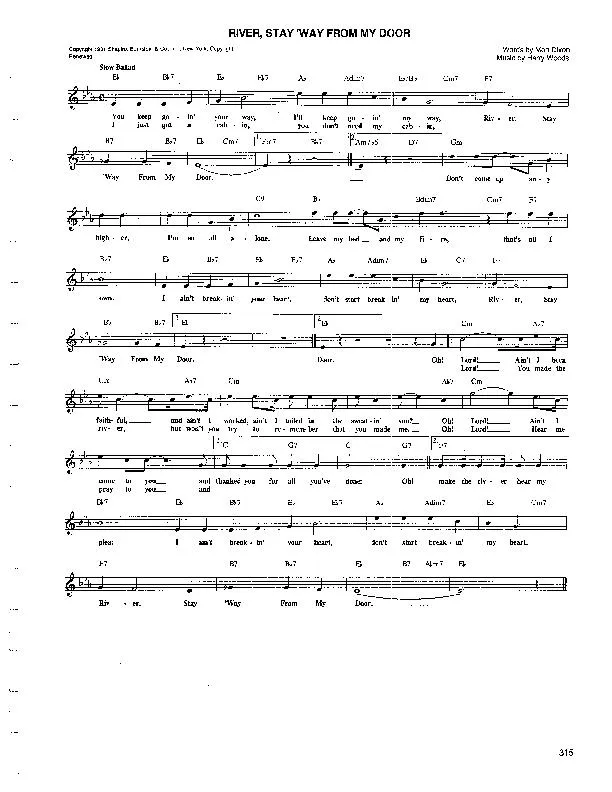 télécharger la partition d'accordéon River Stay 'way from my door (Chant : Ethel Waters) (Slow Fox) au format PDF