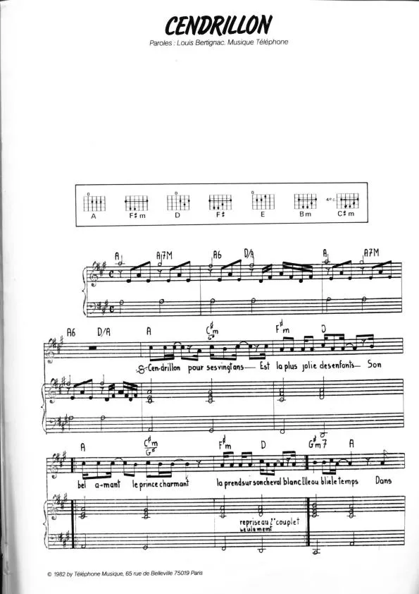 télécharger la partition d'accordéon Cendrillon (Pop Rock) au format PDF