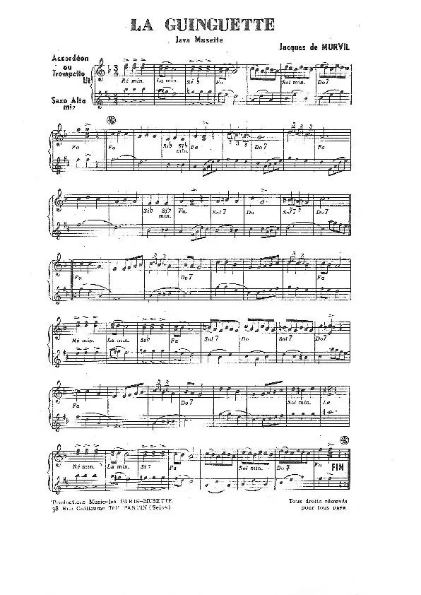 télécharger la partition d'accordéon La Guinguette (Java Musette) au format PDF