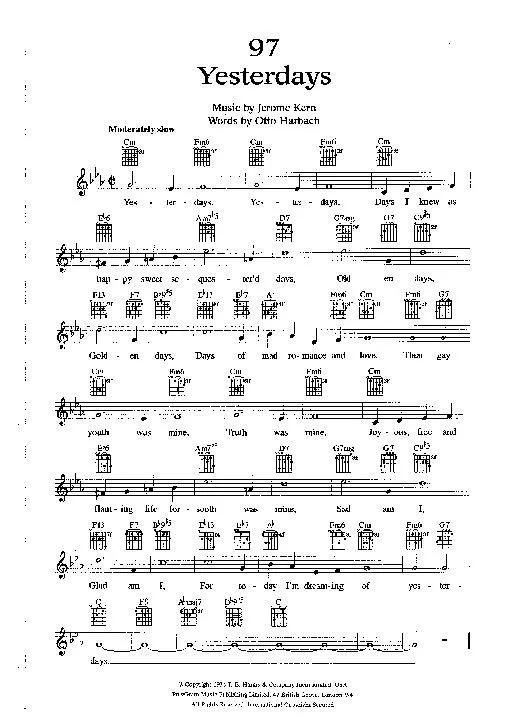 télécharger la partition d'accordéon Yesterdays (Chant : Frank Sinatra) (Slow) au format PDF