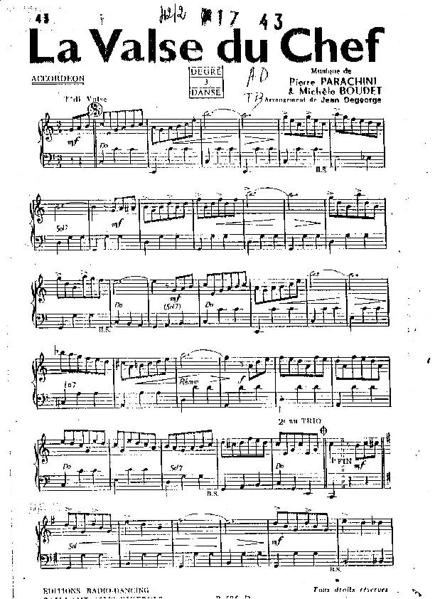 télécharger la partition d'accordéon La Valse du Chef (Arrangement : Jean Degeorge)  au format PDF