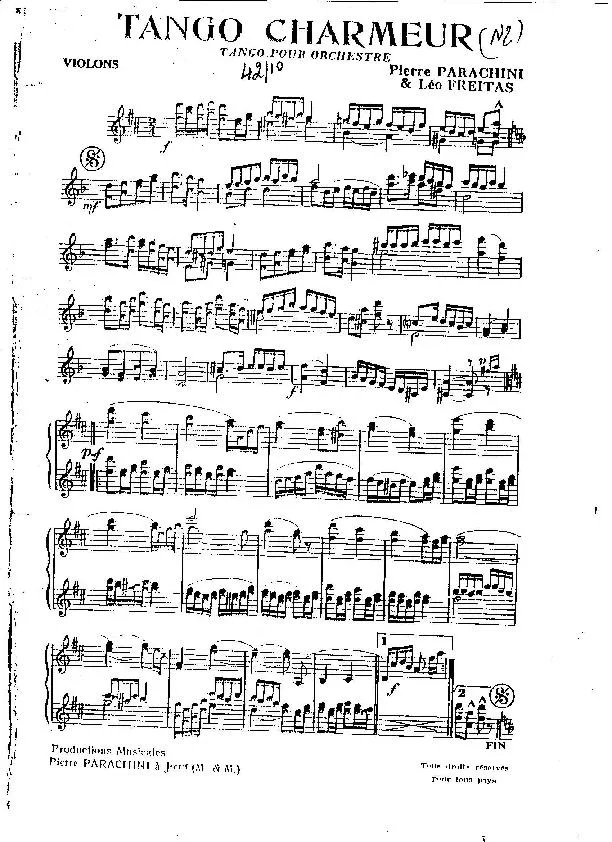 télécharger la partition d'accordéon Tango Charmeur (Tango) (Partie : Violons) au format PDF