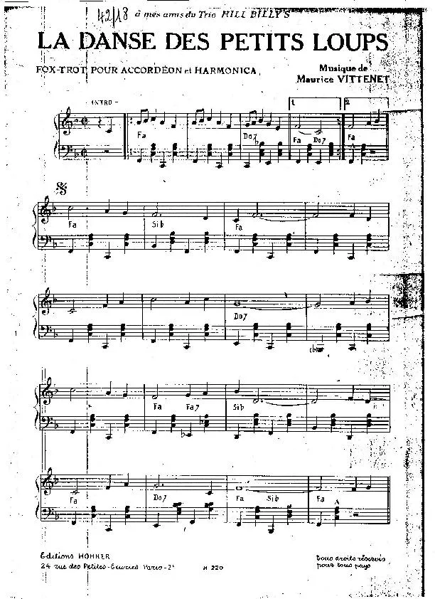 télécharger la partition d'accordéon La danse des petits loups (Fox Trot pour Accordéon et Harmonica) au format PDF
