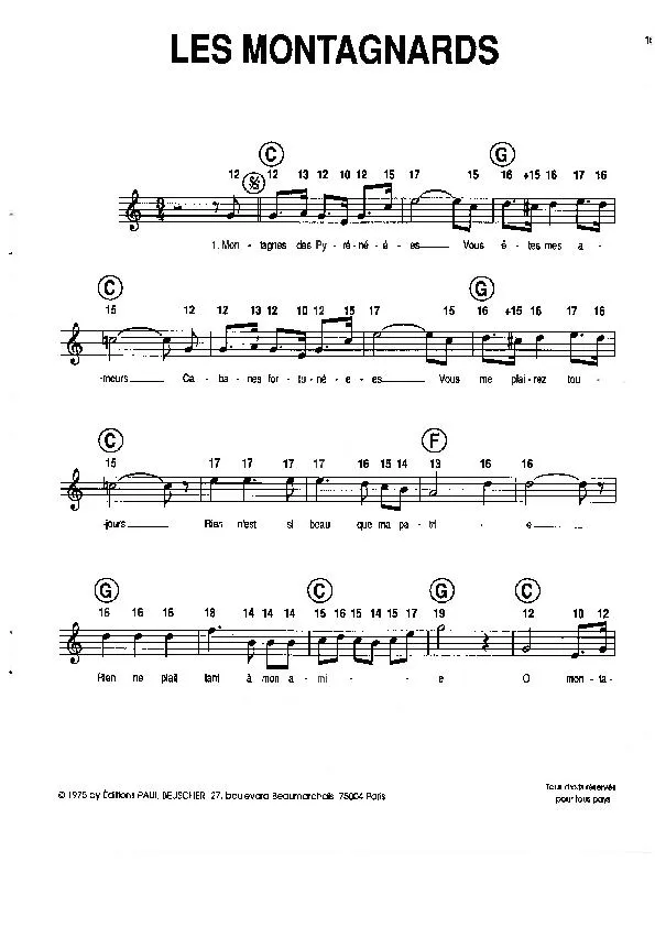 télécharger la partition d'accordéon Les Montagnards (Chant : André Dassary) (Chanson Pyrénéenne) au format PDF