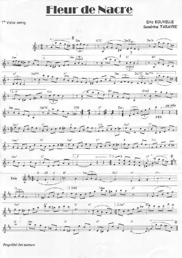 télécharger la partition d'accordéon Fleur de nacre (Valse Swing) au format PDF