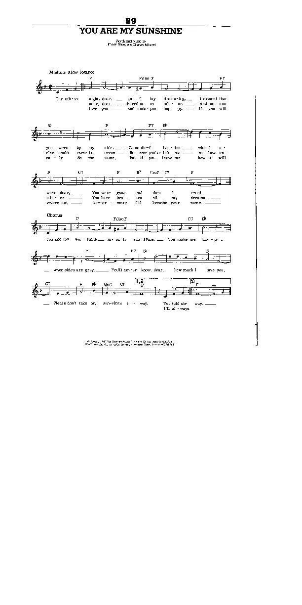 télécharger la partition d'accordéon You are my sunshine (Chant : Johnny Cash) (Fox Trot) au format PDF