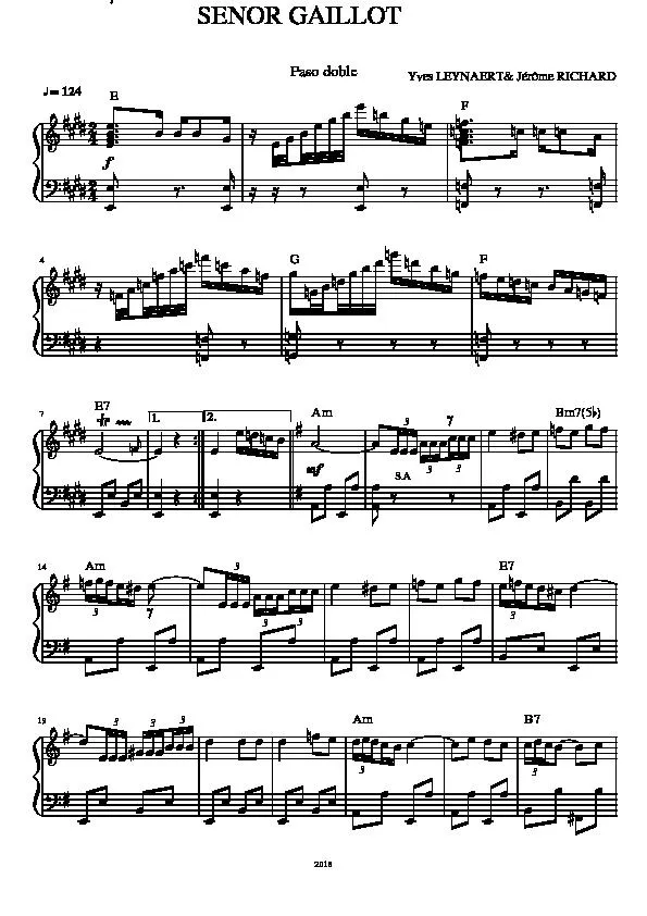 télécharger la partition d'accordéon Señor Gaillot (Paso Doble) au format PDF