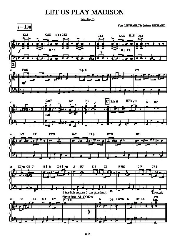 télécharger la partition d'accordéon Let us play Madison au format PDF