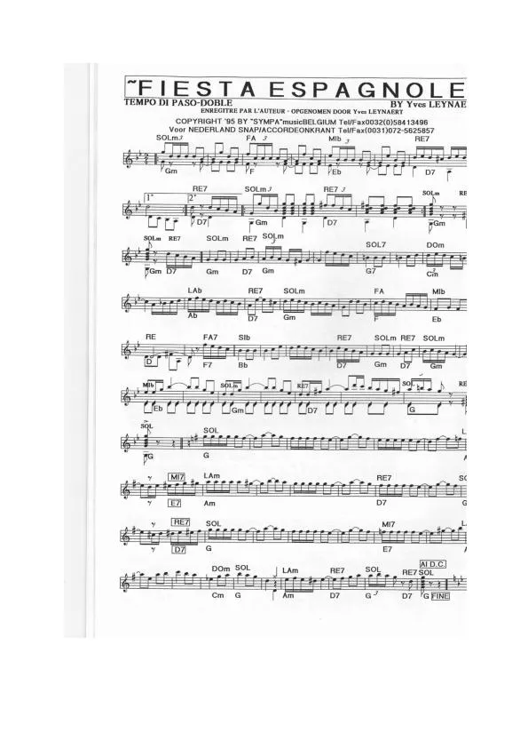 télécharger la partition d'accordéon Fiesta Espagnole (Paso Doble) au format PDF
