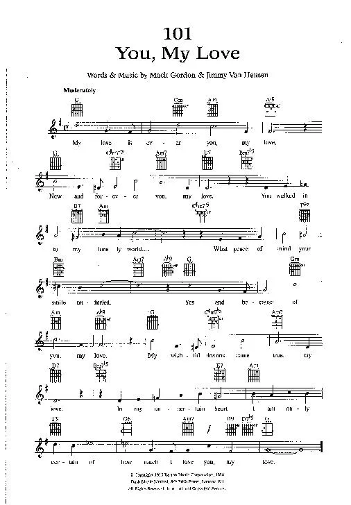 télécharger la partition d'accordéon You My love (Chant : Frank Sinatra / Doris Day) (Slow) au format PDF
