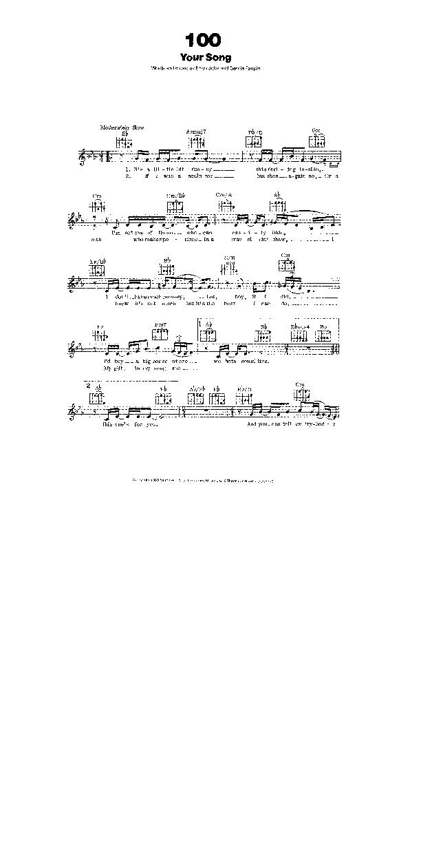 télécharger la partition d'accordéon Your Song (Slow) au format PDF