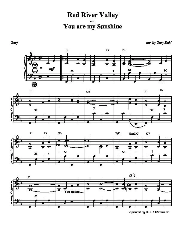 télécharger la partition d'accordéon Red River Valley and You are my Sunshine (Arrangement : Gary Dahl) (Accordéon) au format PDF