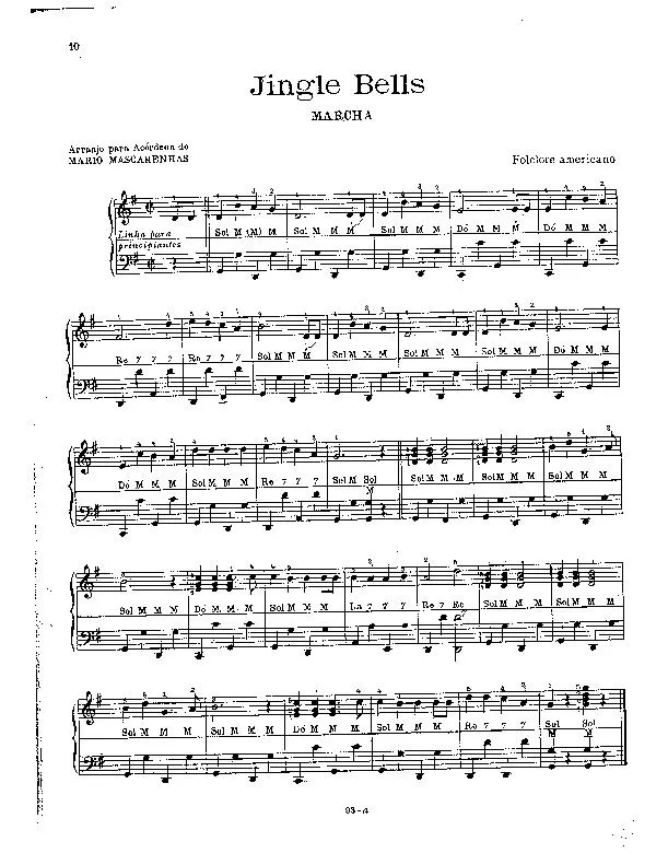 télécharger la partition d'accordéon Jingle Bells (Chant de Noël) (Arrangement pour accordéon de Mario Mascarenhas) au format PDF